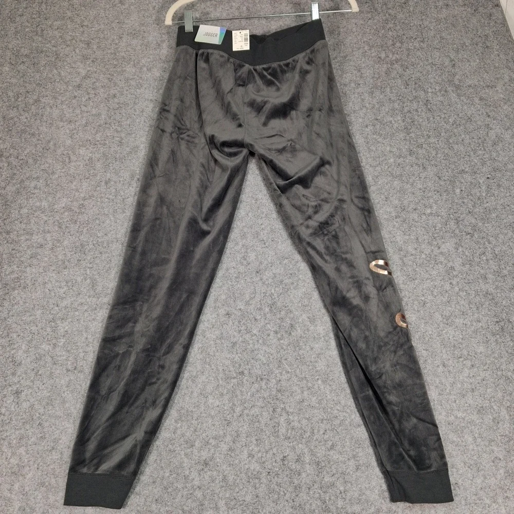 Justice Joggers Girls 14/16 Gray Velour Lace Up Activewear Rose‎ Gold Logo 0455
